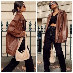 New Princess Polly Next In Line Oversized Vegan Leather Biker Moto Boho Jacket